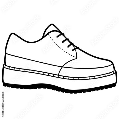 Minimalist Platform Shoe Silhouette on White
