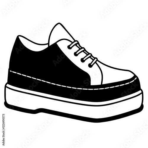 Minimalist Platform Shoe Silhouette on White