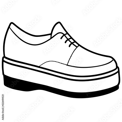Minimalist Platform Shoe Silhouette on White
