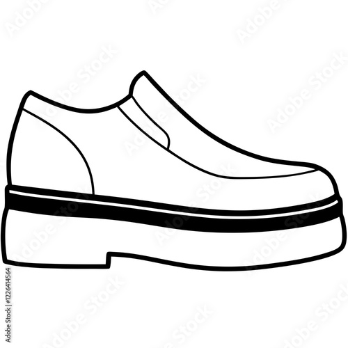 Minimalist Platform Shoe Silhouette on White