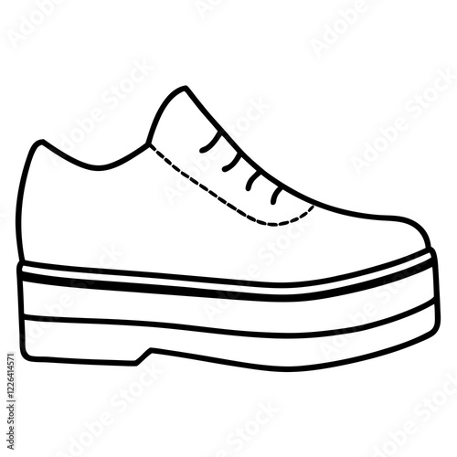 Minimalist Platform Shoe Silhouette on White