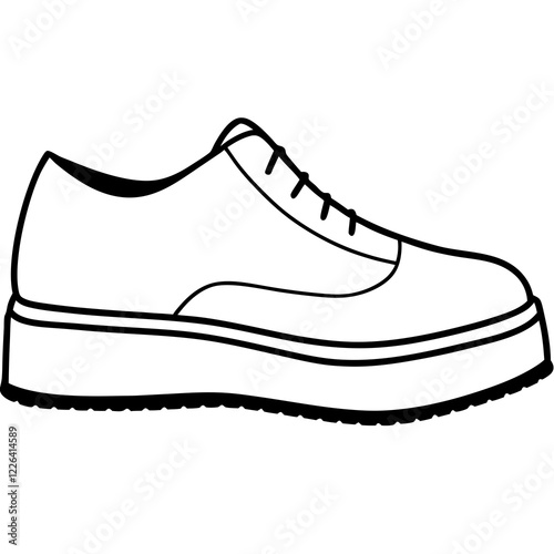 Minimalist Platform Shoe Silhouette on White