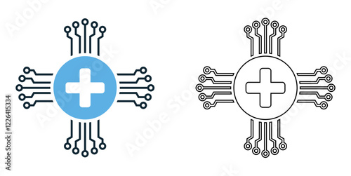 AI healthcare icon vector, digital health, telemedicine, biotech, and futuristic medical applications  pictogram symbol ui and ux design, glyphs and stroke line