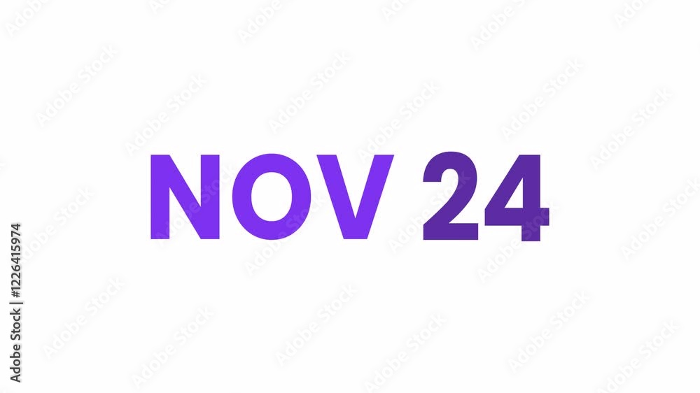 24th November calendar icon animation. Alpha matte with transparent background 4K resolution. 24th November calendar icon animation. Alpha matte with transparent background 4K resolution.