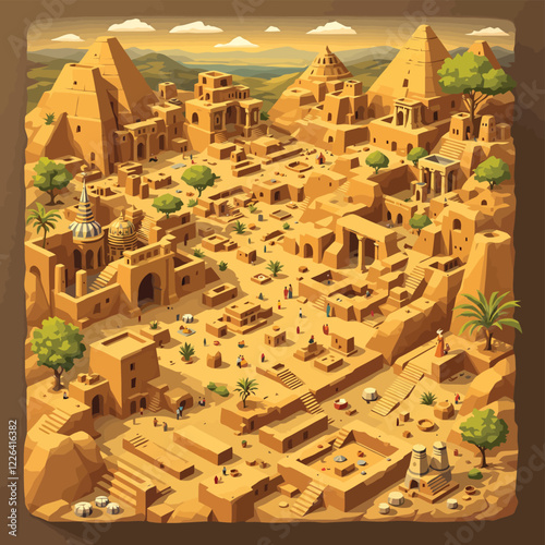 an illustration of a desert town