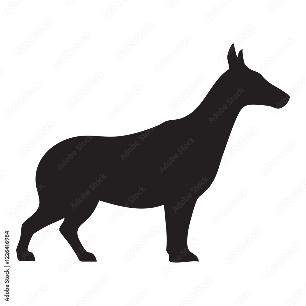 Black and white silhouette of a majestic deer with antlers in a nature-inspired vector illustration Black and white silhouette of a majestic deer with antlers in a nature-inspired vector illustration