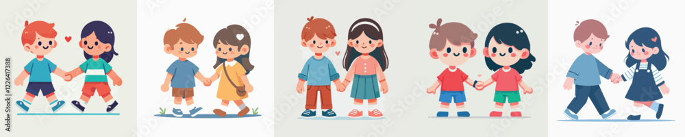 vector boy and girl holding hands vector boy and girl holding hands