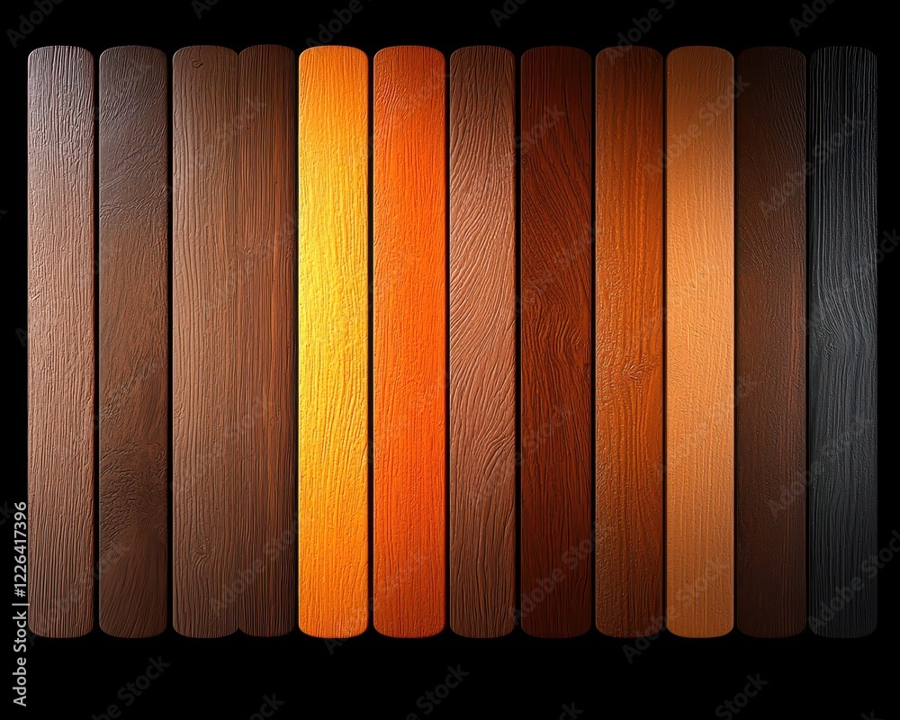 Fototapeta premium A variety of wooden planks showcasing different colors and textures for design use.