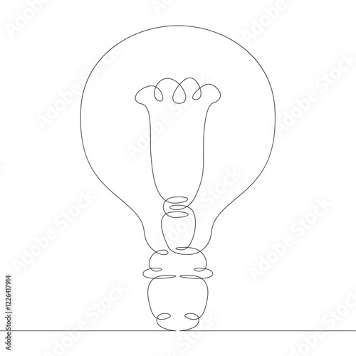 One continuous drawing line logo incandescent filament glow lamp  .Single hand drawn art line doodle outline isolated minimal illustration cartoon character flat