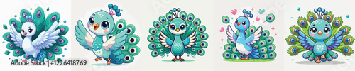 Very cute and adorable peacock vector