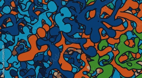 Abstract Organic Shapes: A captivating artistic composition featuring an array of dynamic and organically shaped forms, presented in a vivid spectrum of colors.