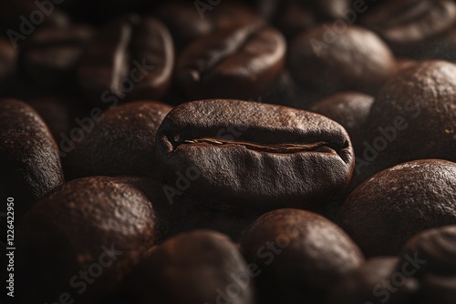 Close-up of roasted coffee beans. photo