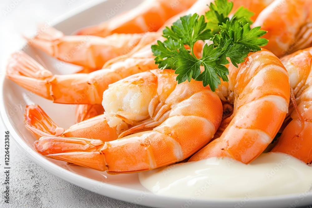 Camarón rojo Delicious shrimp served with sauce and garnished with parsley. Camarón rojo Delicious shrimp served with sauce and garnished with parsley.