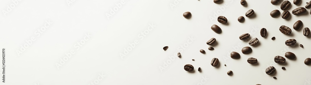 Scattered coffee beans on white background. Scattered coffee beans on white background.