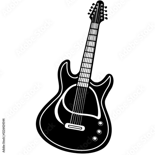 Vector Guitar Silhouette on White