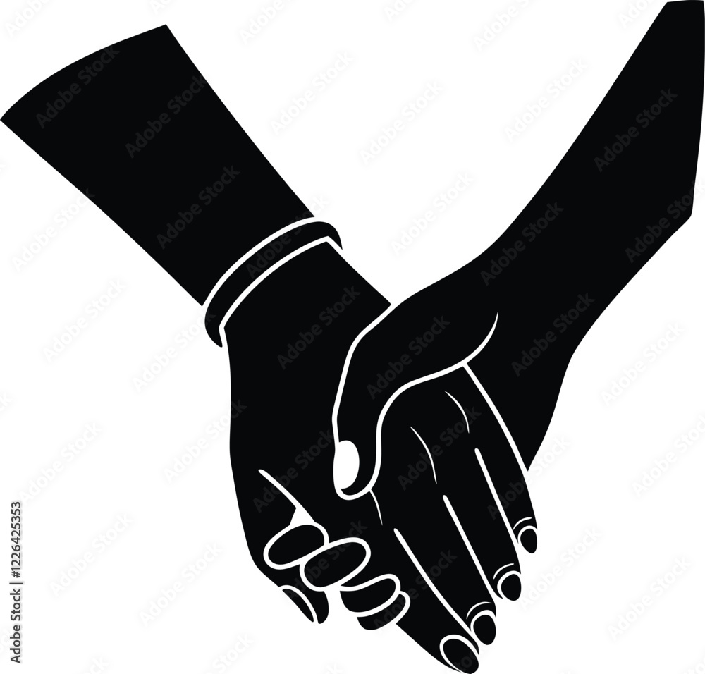 Obraz premium Holding Hands Silhouette Vector Design