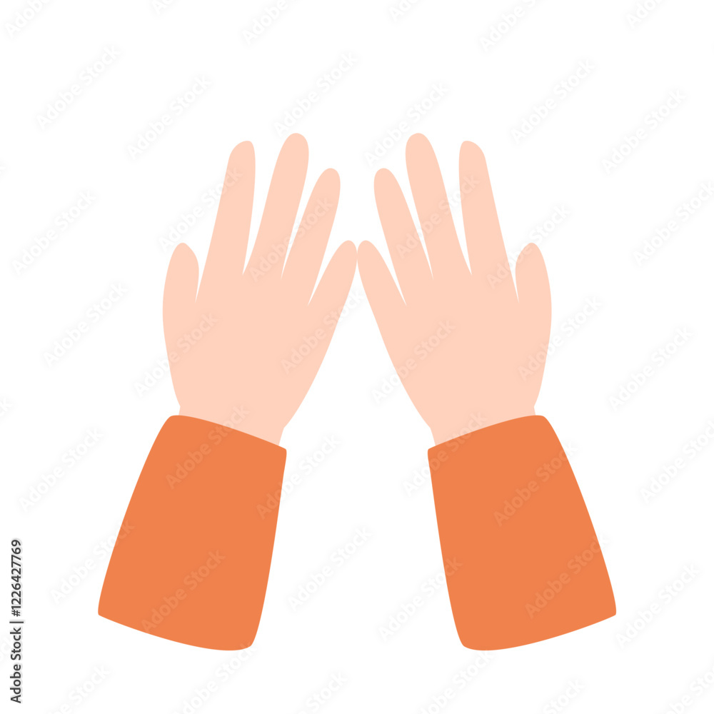 Obraz premium Open Hand Illustration. Praying Hand Gesture