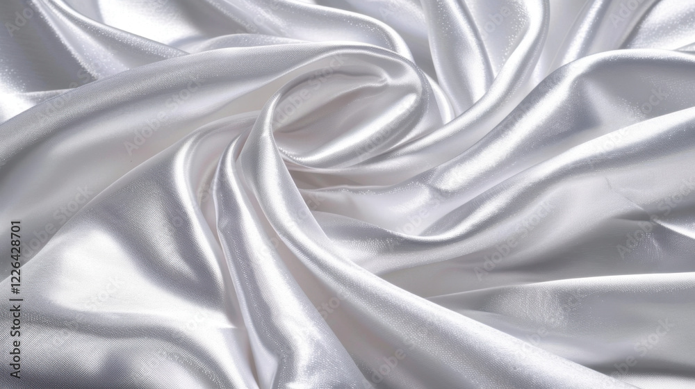 Fototapeta premium Satin fabric in smooth, swirling pattern, showcasing its glossy texture and soft sheen. Ideal for elegant designs and luxurious garments