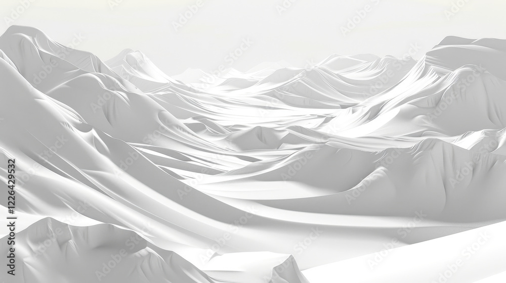 Obraz premium serene landscape of smooth, white mountains and valleys creates tranquil atmosphere, evoking feelings of calm and simplicity