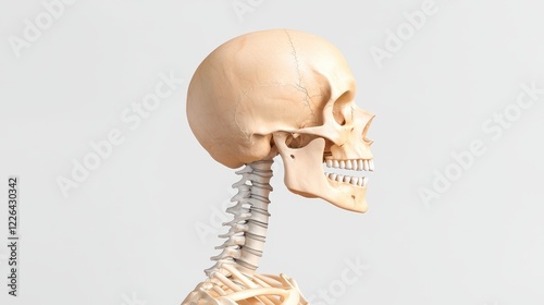 Human skull and spine model displayed against a neutral background.