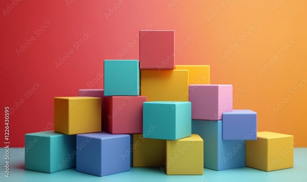 Colorful cubes, 3d render, Generative AI Colorful cubes, 3d render, Generative AI