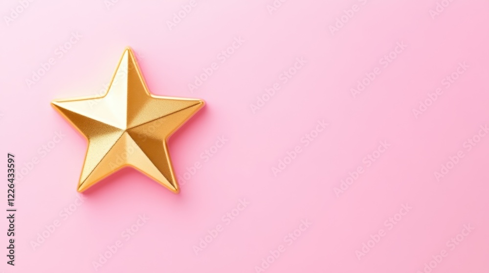 Obraz premium Shining Gold Star Symbolizing Customer Satisfaction on Pink Background