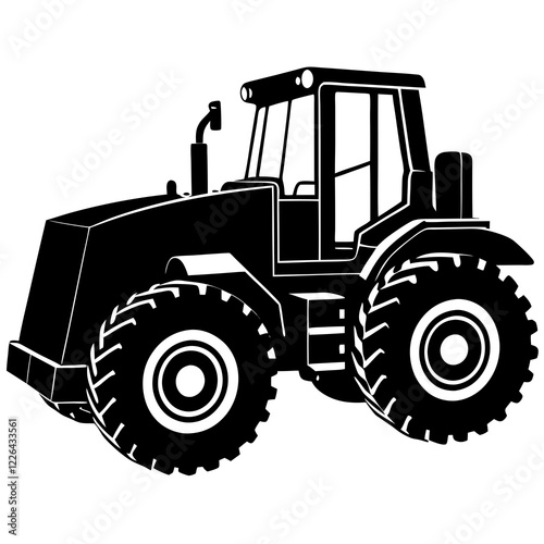 Wheel Loader Silhouette on White