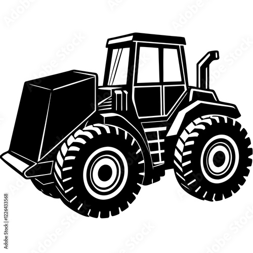 Wheel Loader Silhouette on White