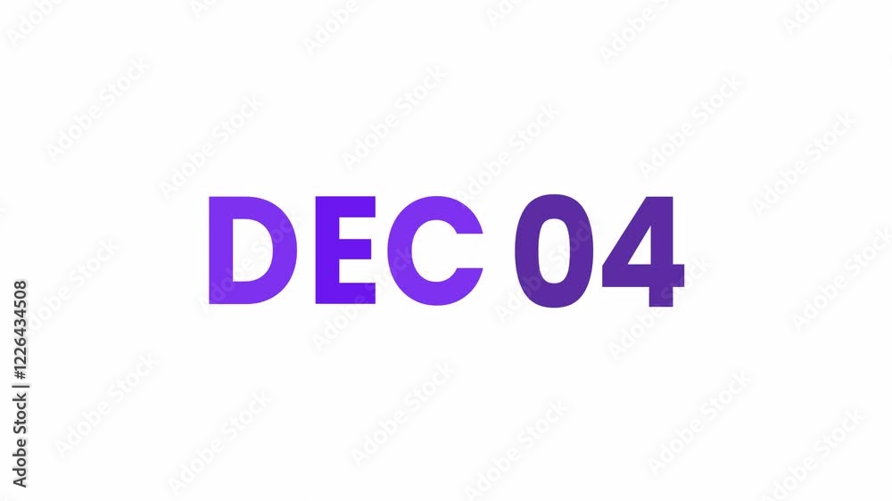 4th December calendar icon animation. Alpha matte with transparent background 4K resolution. 4th December calendar icon animation. Alpha matte with transparent background 4K resolution.