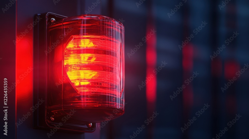 Fototapeta premium Dynamic 3D Emergency Red Siren Light Symbolizing Urgency, Rescue, and Safety with Glowing Effects