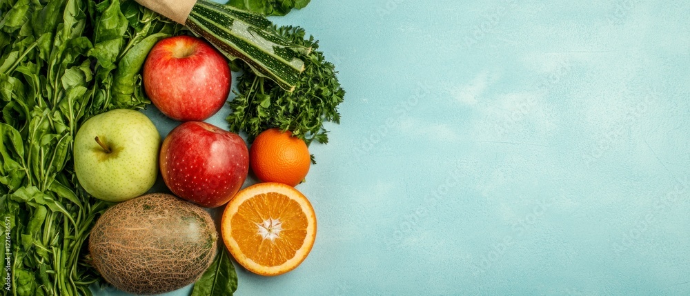 Fresh Autumn Harvest Apples Oranges Melon Greens Fresh Autumn Harvest Apples Oranges Melon Greens