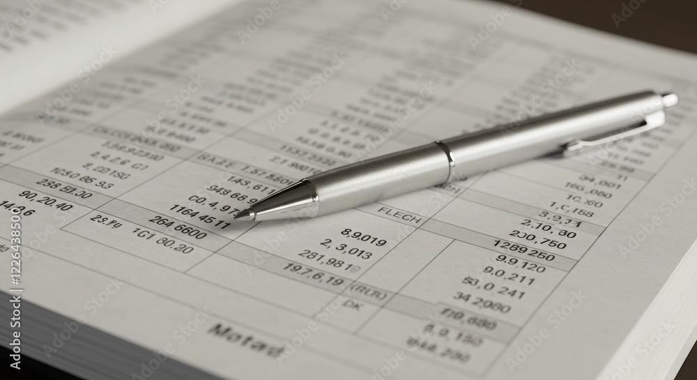 Minimal Silver Pen on Open Financial Ledger - Corporate Finance Management Minimal Silver Pen on Open Financial Ledger - Corporate Finance Management