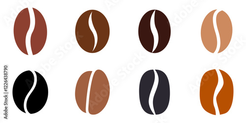 coffee beans icon vector, smooth, organic shapes for café logos, menus, packaging, and coffee Restaurants