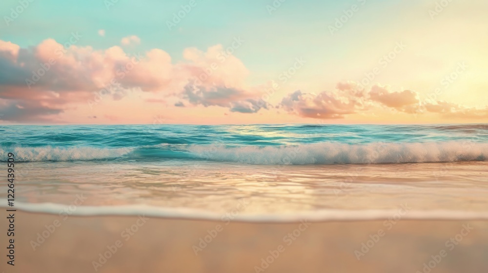 Fototapeta premium Stunning View of Nature Captured in a Beach Scene with Majestic Waves and Dramatic Cloudy Sky