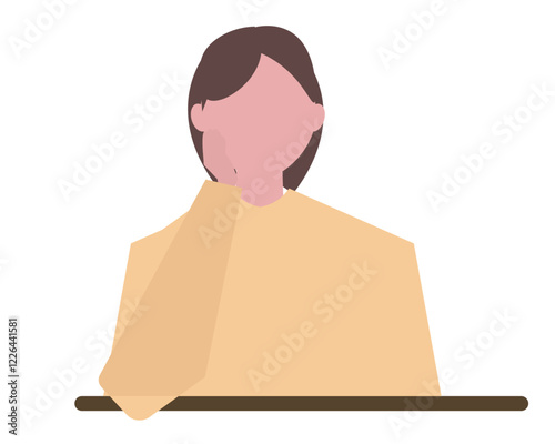 肘着く女性。ベクターイラスト