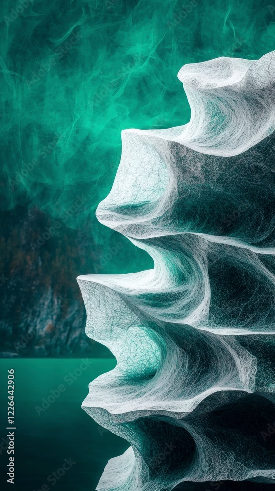 Obraz premium Abstract Green Nature Landscape Minimalist AI Generated Art