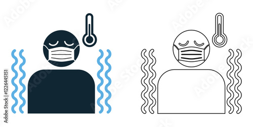 illness icon vector, sick person, disease, fever, and healthcare. Ideal for medical and health pictogram symbol ui and ux design, glyphs and stroke line