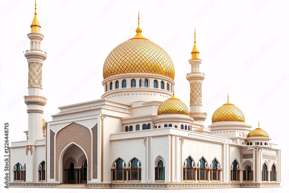 Fototapeta premium Majestic Mosque Architectural Design Gold Domes Minarets