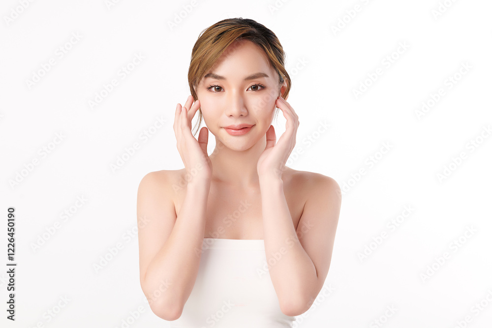 Beautiful young asian woman with clean fresh skin on white background, Face care, Facial treatment, Cosmetology, beauty and spa, Asian women portrait. Beautiful young asian woman with clean fresh skin on white background, Face care, Facial treatment, Cosmetology, beauty and spa, Asian women portrait.