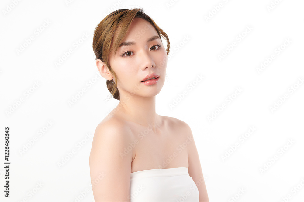 Beautiful young asian woman with clean fresh skin on white background, Face care, Facial treatment, Cosmetology, beauty and spa, Asian women portrait. Beautiful young asian woman with clean fresh skin on white background, Face care, Facial treatment, Cosmetology, beauty and spa, Asian women portrait.