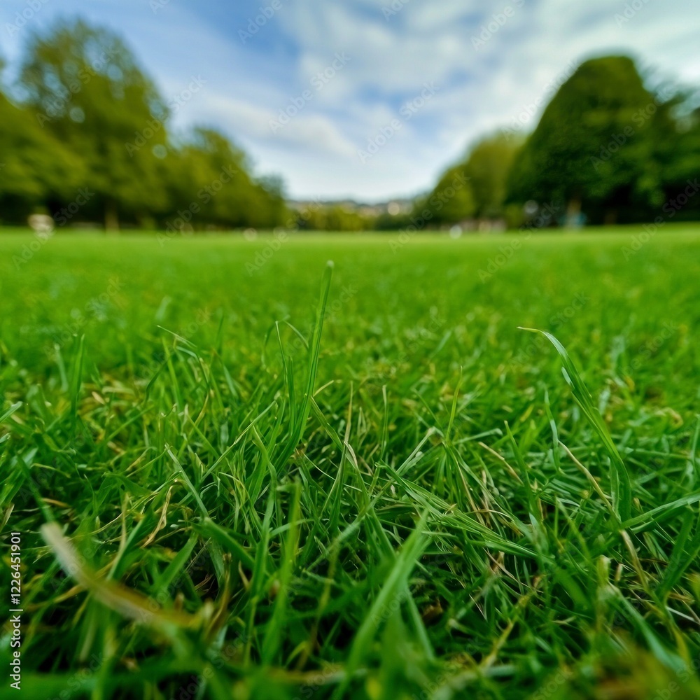 Fototapeta premium Lush Green Grass Meadow Park Nature Spring Summer Outdoors Landscape Field Lawn B