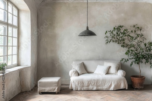 Wallpaper Mural Cozy Minimalist Living Room with Natural Light and Green Plant Torontodigital.ca