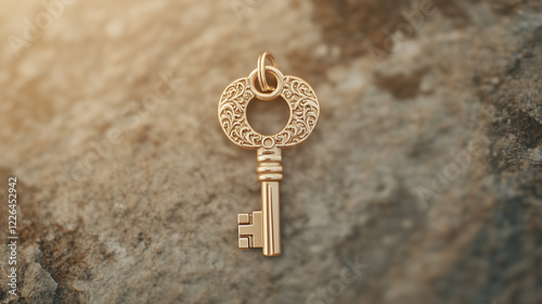 Antique Key on Stone: An in...
