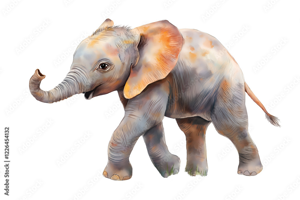 Fototapeta premium Playful African Elephant isolated on white background.