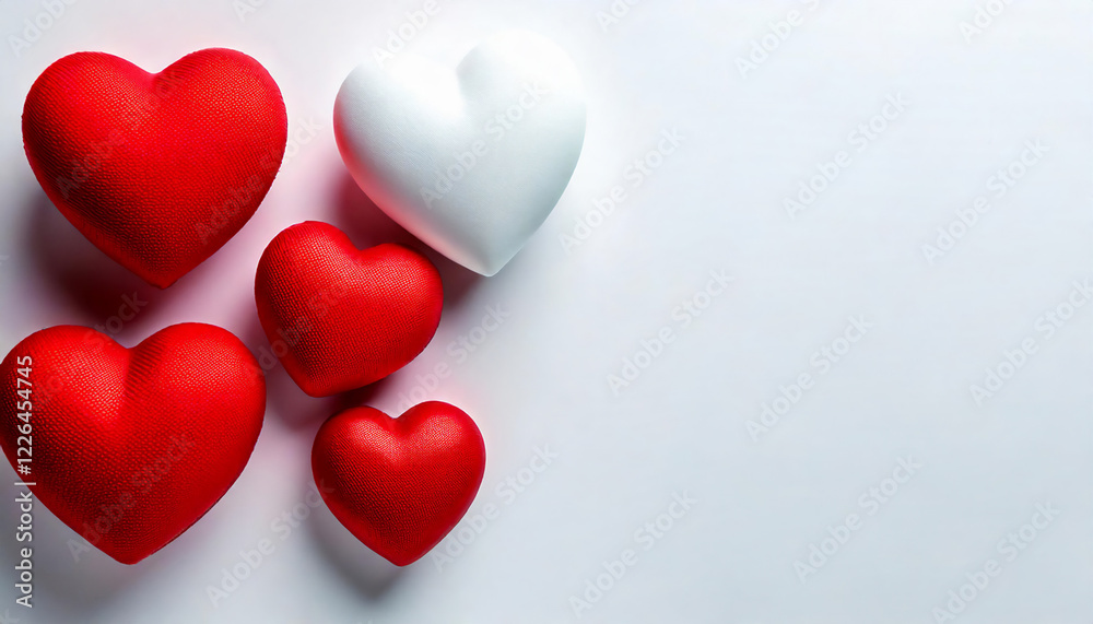 Fototapeta premium Simple Design of Red and White Hearts Symbolizing Love and Harmony