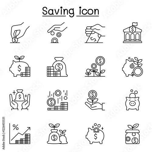 Saving icon set in thin line style