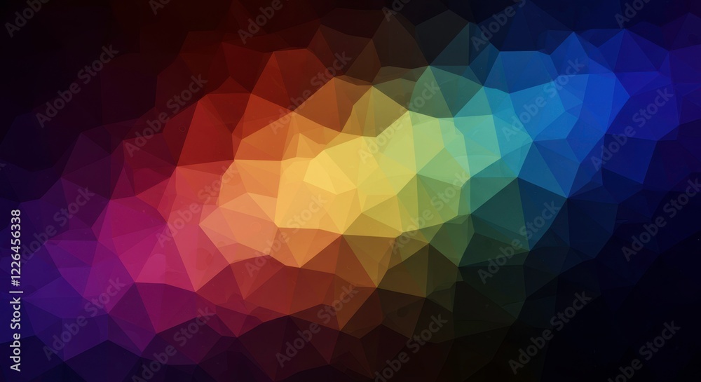 Obraz premium Chromatic Convergence: A mesmerizing digital artwork showcasing a vibrant kaleidoscope of geometric shapes, forming a stunning mosaic of colors and textures