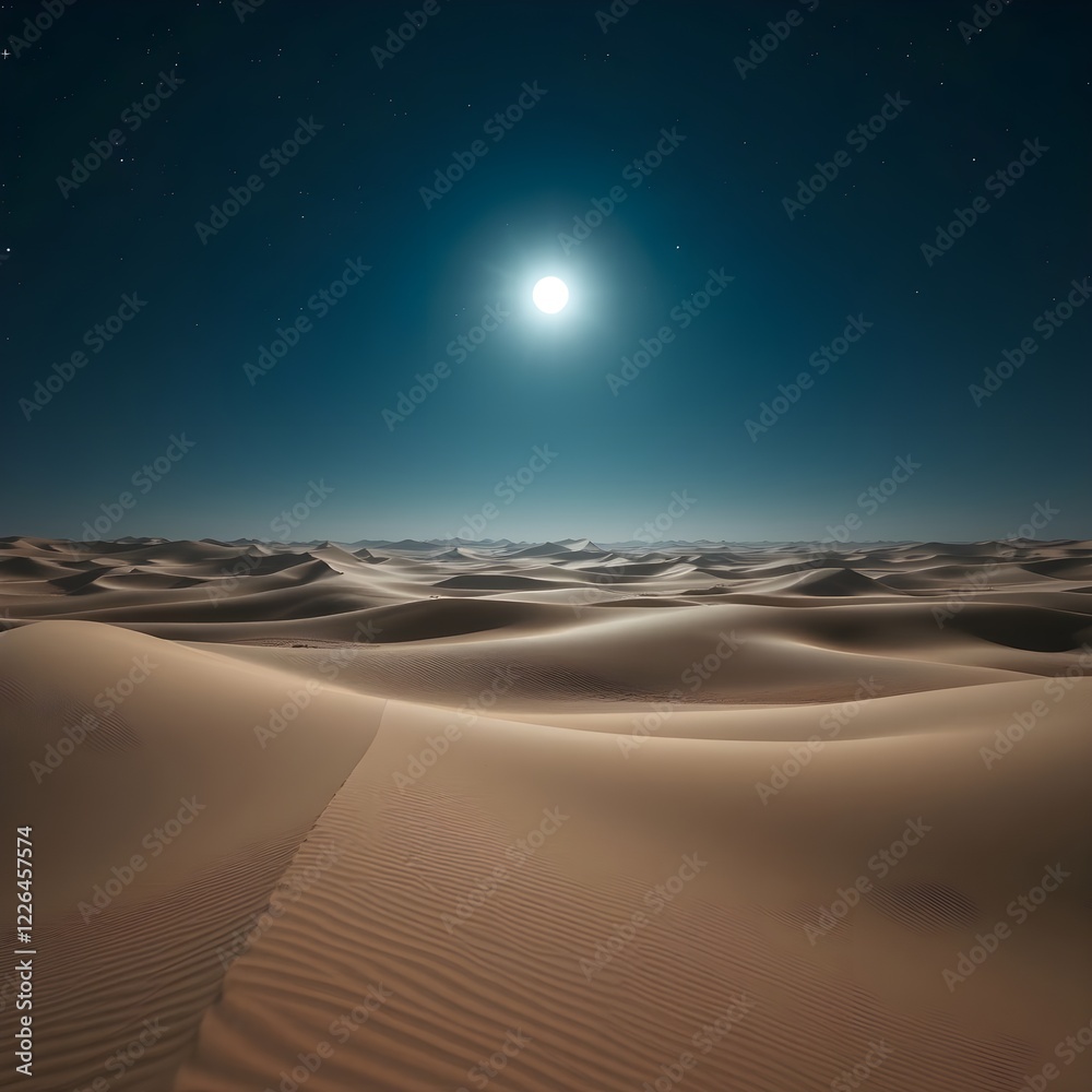 Naklejka premium The desert of the night of the night, and the endless sand hill, and the endless sand hill.