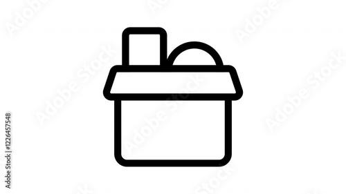 A simple animation of an open box with contents, perfect for illustrating subscription box services, package reveals, or subscription based marketing. photo