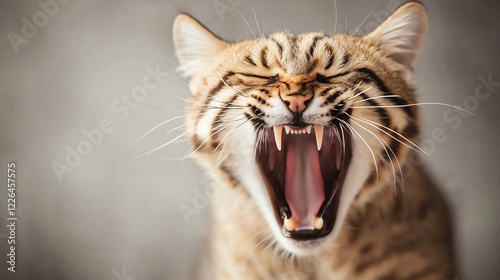 Yawning Cat: A close-up por...